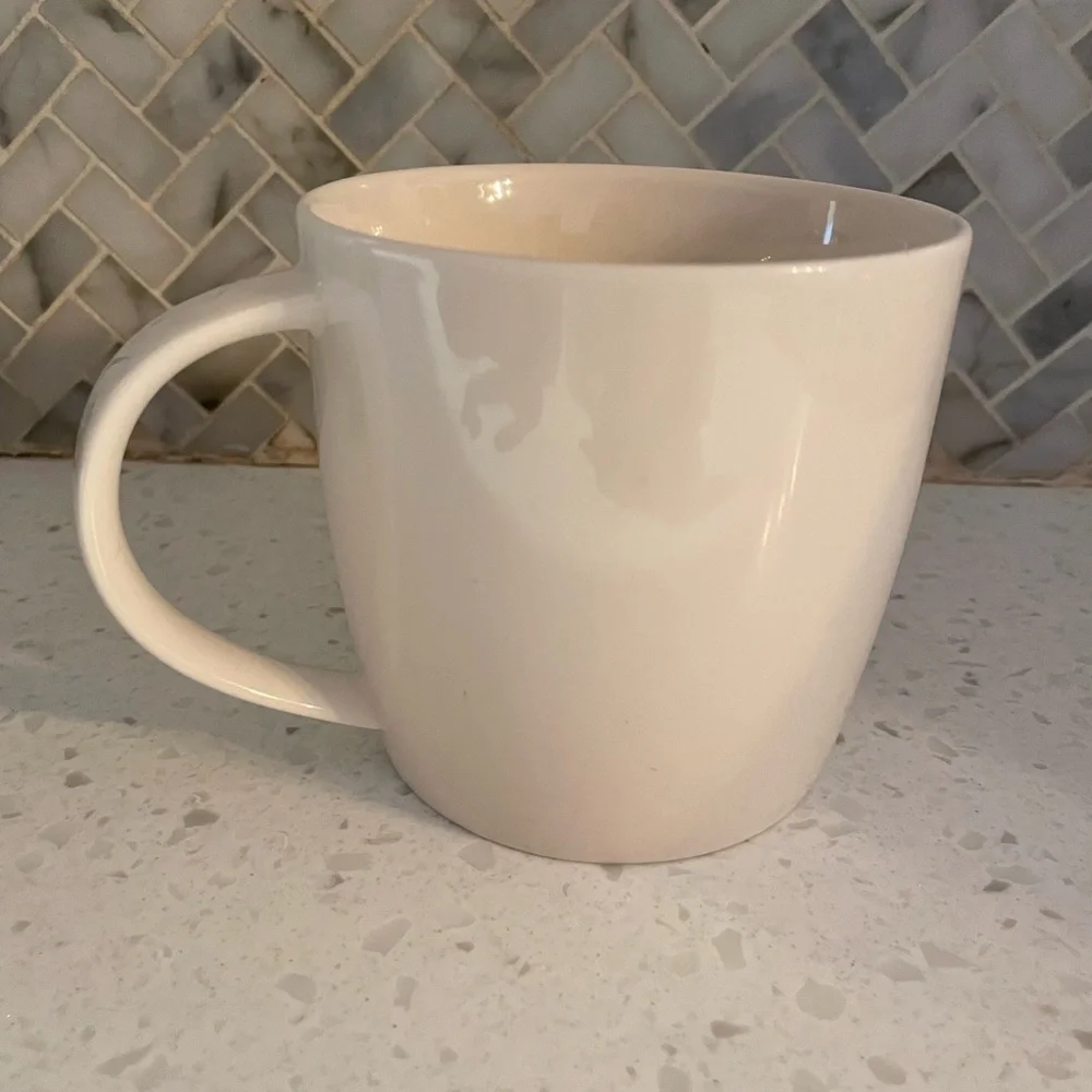 Starbucks White Bone China Embossed Mug Classic Coffee - some discoloration
